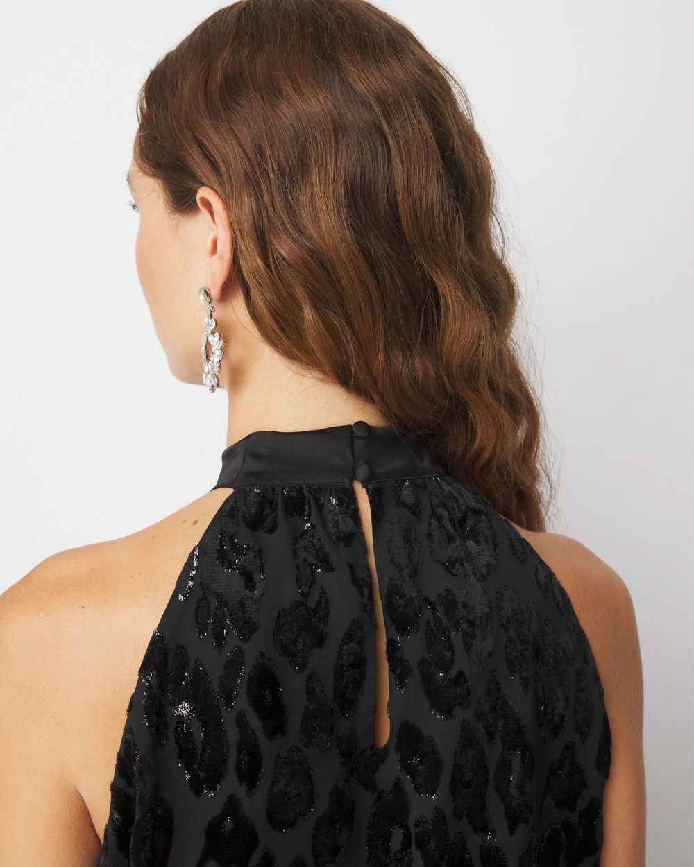 百貨店福袋 | Top Halter Velvet Burnout Print Leopard White Black House トップス
